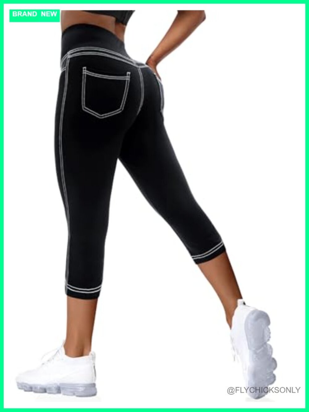 Curvy High Waisted Leggings with Back Pockets Yoga Pants